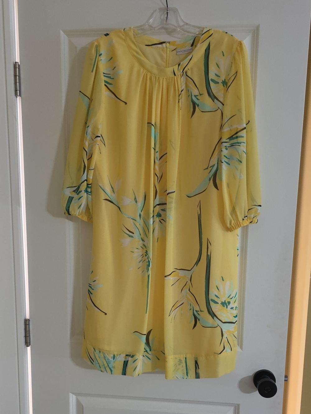 eva mendes for New York & Company Yellow Floral Midi Dress